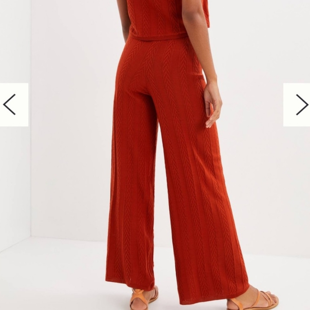 Anthropologie Orange Wide Leg Cable Knit Pants - Picture 2 of 3